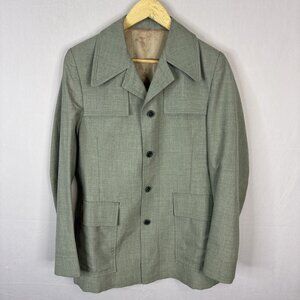 Vintage La Costa Creation Green Leisure Jacket Wide Collar 38R 70s Style Disco